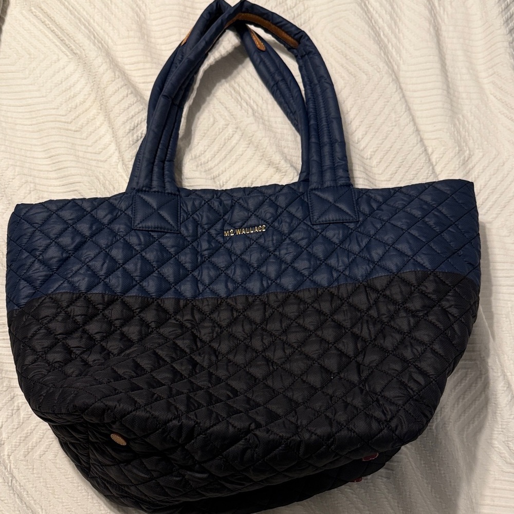 MZ Wallace Medium Metro Quilted Tote in Deep Blue and Black - Picture 2 of 5